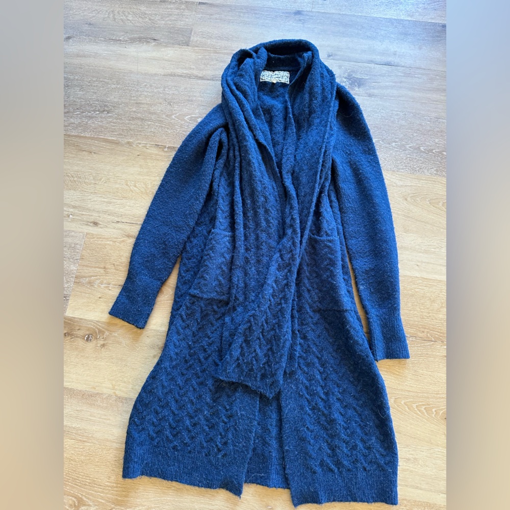 Pink Martini Navy Open-Front Knit Cardigan